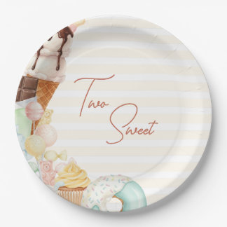 En Carton Deux Douces Assiettes de Fête Candy pour 2ème Anni