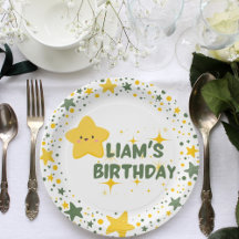 Jaune étoile joueuse thème enfant assiettes de fêt
