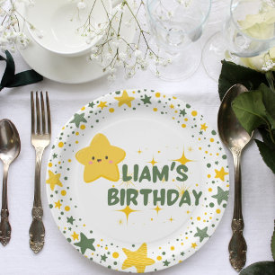 En Carton Jaune étoile joueuse thème enfant assiettes de fêt