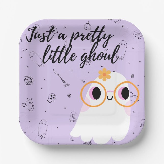 En Carton Joli petit ghoul halloween assiettes de fête (Recto)