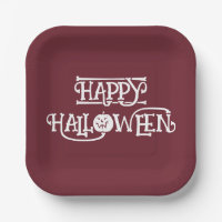 'Joyeux Halloween' Assiettes de fête au vin bordea