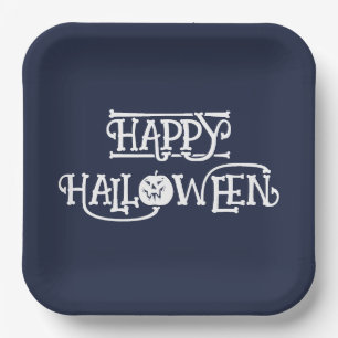 En Carton 'Joyeux Halloween' Assiettes de fête Halloween ble