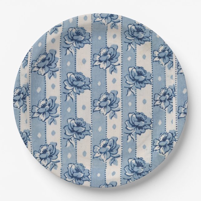 En Carton Vieux Monde Classic Blue Ivory Floral | Assiettes  (Devant)