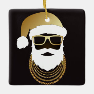 En Céramique 24 Karat Hip hop Père Noël Ornement