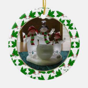 En Céramique Ajoutez votre ornement de souvenir de houx d'image