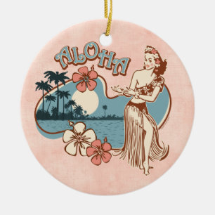 En Céramique Aloha ornement de fille de danse polynésienne