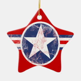 En Céramique American Flag Star Ornement rouge, blanc et bleu