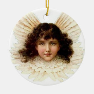 En Céramique Ange aux cheveux foncés - Ornement