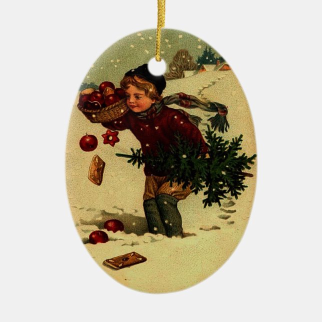 En Céramique Antique ornement d'illustration de Noël (Devant)