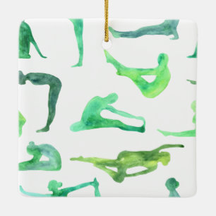 En Céramique Aquarelle verte Ornement Yoga