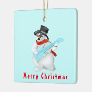 En Céramique Arbre de Noël Ornement Snowmans Guitariste Amuseme