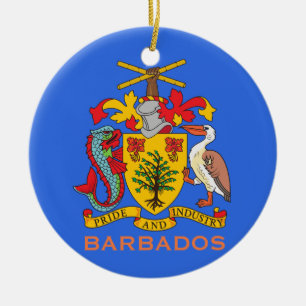 En Céramique Armoiries et drapeau de la Barbade Ornement de No