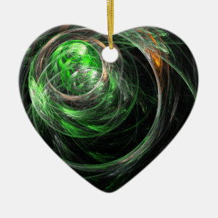 En Céramique Autour du monde vert Abstrait Art coeur ornement