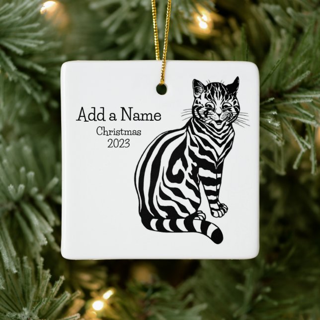 En Céramique B&W Illustration & Texte 2 ・ Louis Wain ・ Ornement (Arbre)