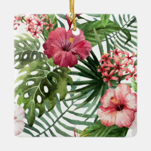 En Céramique Beau et élégant ornement floral tropical de  