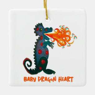 En Céramique Bébé Dragon Coeur Ornement
