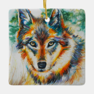 En Céramique Bel ornement de loup