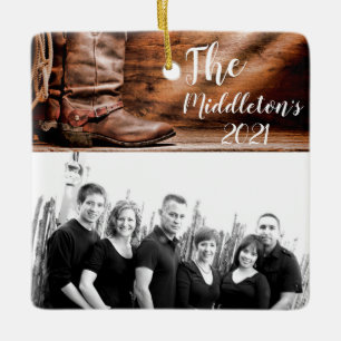 En Céramique Botte de cow-boy personnalisées XMAS Ornement Bott