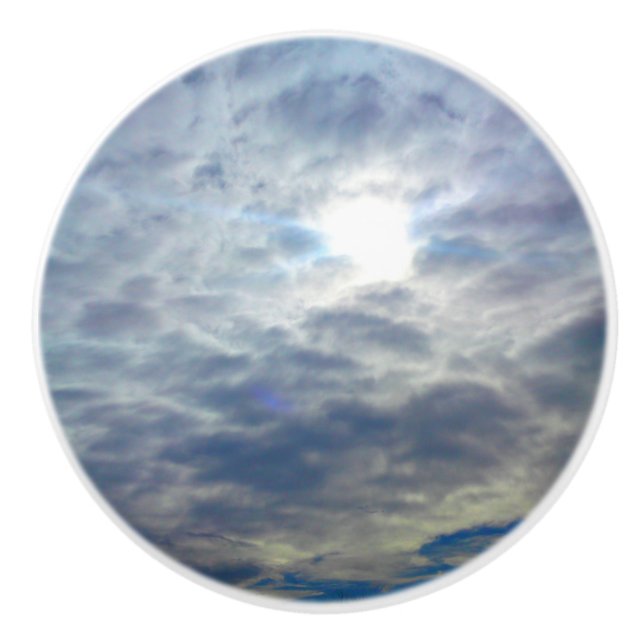 En Céramique Bouton de porte des nuages Sun (Devant)