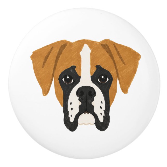 En Céramique Bouton de porte Fawn Boxer (Devant)