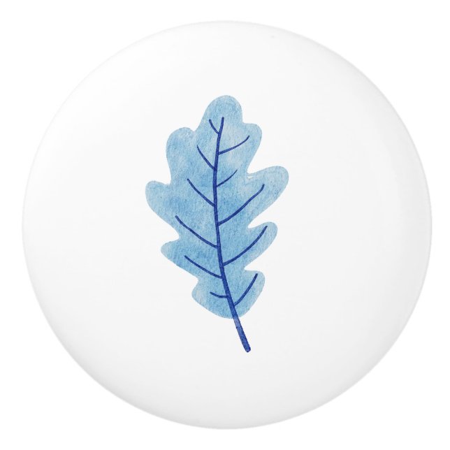En Céramique Bouton de Porte Feuille Bleue (Devant)