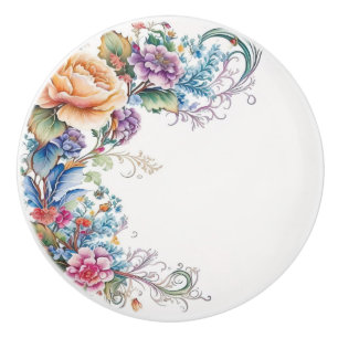 En Céramique Bouton de porte floral