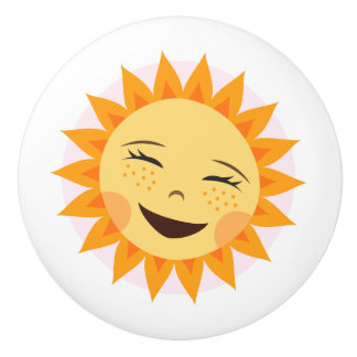 En Céramique Bouton de porte heureux du soleil - conception