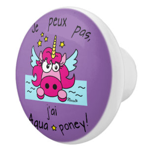 En Céramique Bouton de porte "Licorne, Aquaponey"