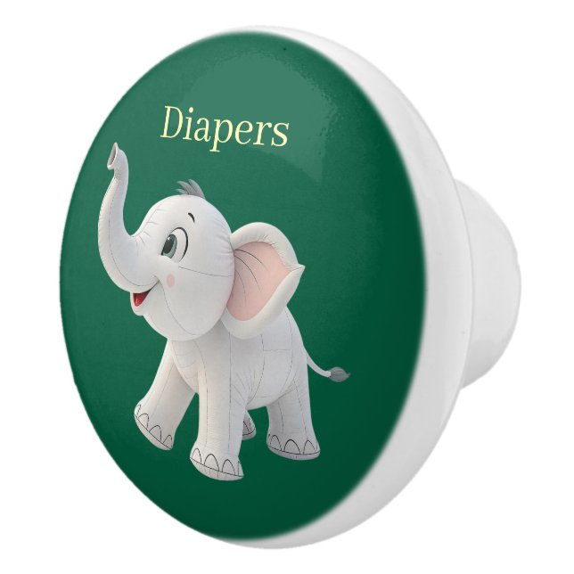 En Céramique Bouton de porte Vert Eléphant Blanc (Droite)