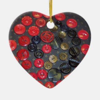 En Céramique Boutons rouges et noirs vintages, Ornement