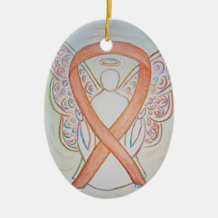 En Céramique Bright Gold Sensibilisation Ruban Angel Ornement