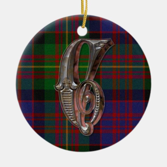En Céramique Carnegie Plaid Monogramme ornement (Devant)