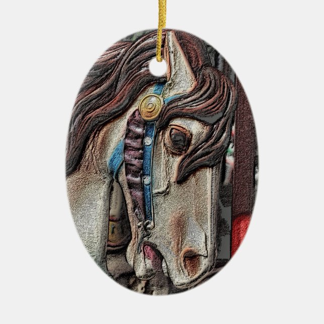 En Céramique Carousel Horse Pencil Art Ornement (Devant)