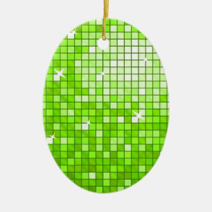 En Céramique Carreaux Disco Ornement vert ovale