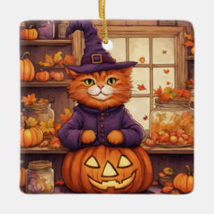 En Céramique chat d'Halloween #6 ornement