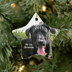 En Céramique Chien Mon premier ornement photo de Noël