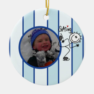 En Céramique Chiffre ornement de bâton de photo de patinage de