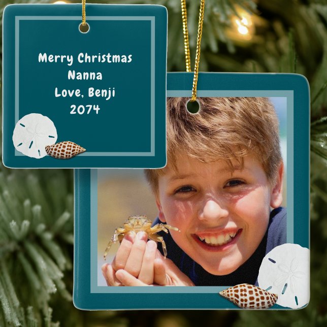 En Céramique Coquillages Noël Ornement photo Mer Bleu (Créateur téléchargé)