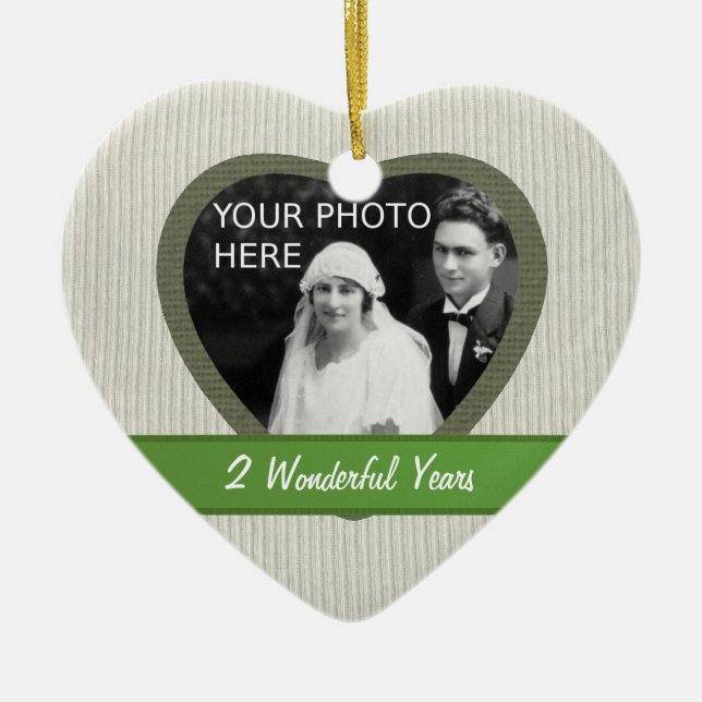 En Céramique "Coton" Look 2e anniversaire Mariage ornement (Devant)