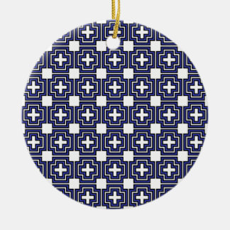 En Céramique Croix et bleu Carré - Ornement