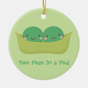 En Céramique Deux petits pois dans une cosse Décoration de cham
