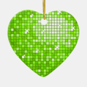 En Céramique Disco Carreaux Coeur ornement vert