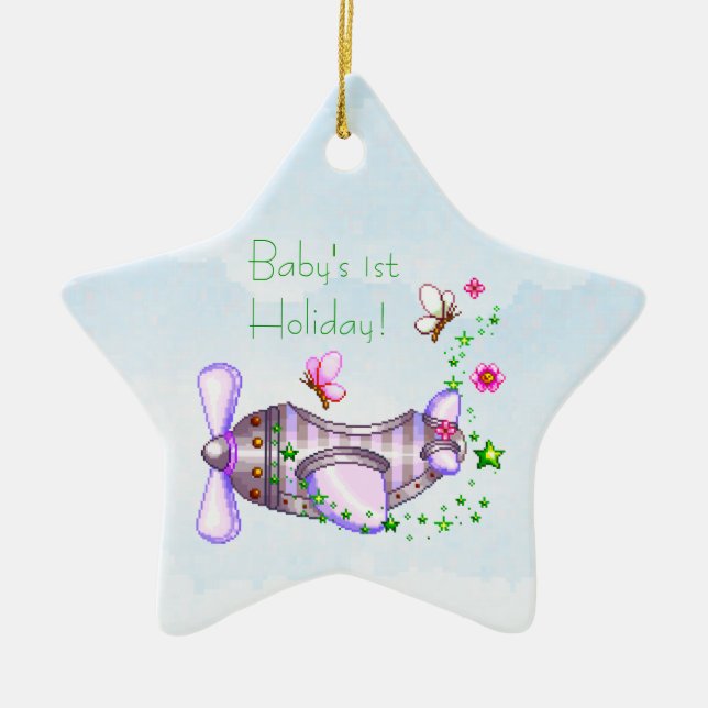 En Céramique Ęr ornement d'avion des vacances du bébé (Devant)