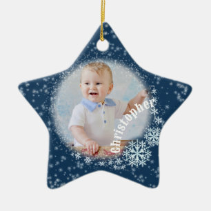 En Céramique Flacons de neige scintillants Ornement Star Bleu