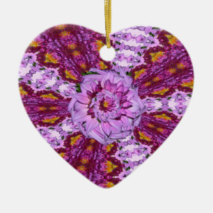 En Céramique Fleurs Dahlia torsadées Ornement cardiaque