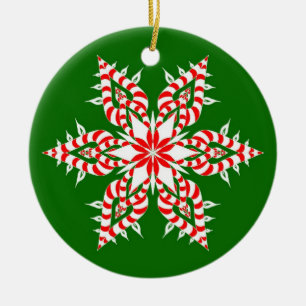 En Céramique Flocon de neige vert de Candycane - ornement de