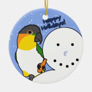 En Céramique Funny Snowman noir à tête noire Caique Ornement
