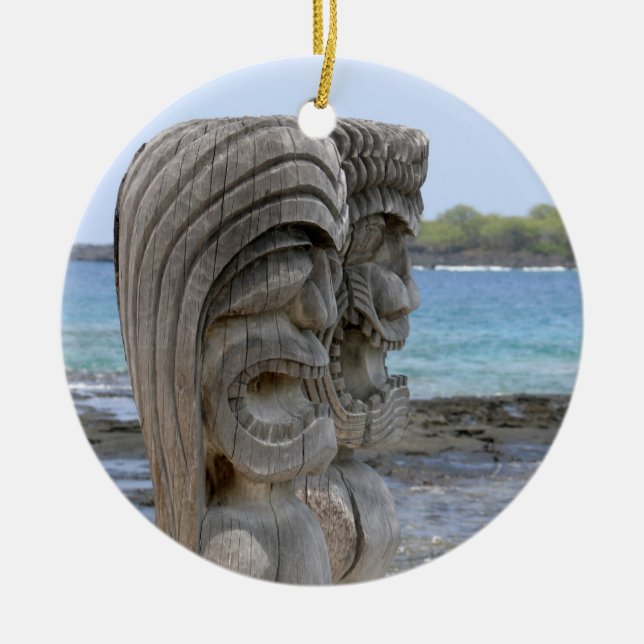 En Céramique Gardiens de Tiki dans Kona, Hawaï - ornement (Devant)