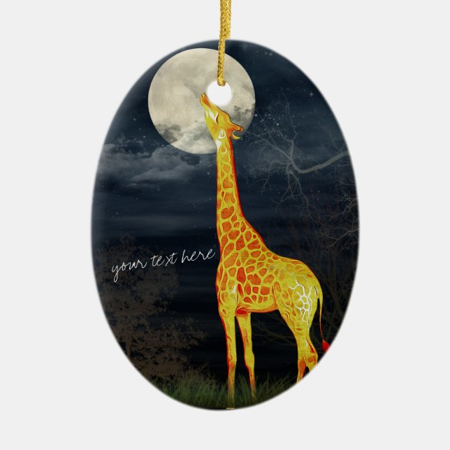 En Céramique Giraffe et Lune | Décoration personnalisée (Devant)