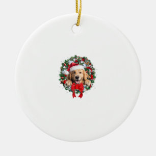 En Céramique Golden Retriever décoration de couronne Noël Noël 